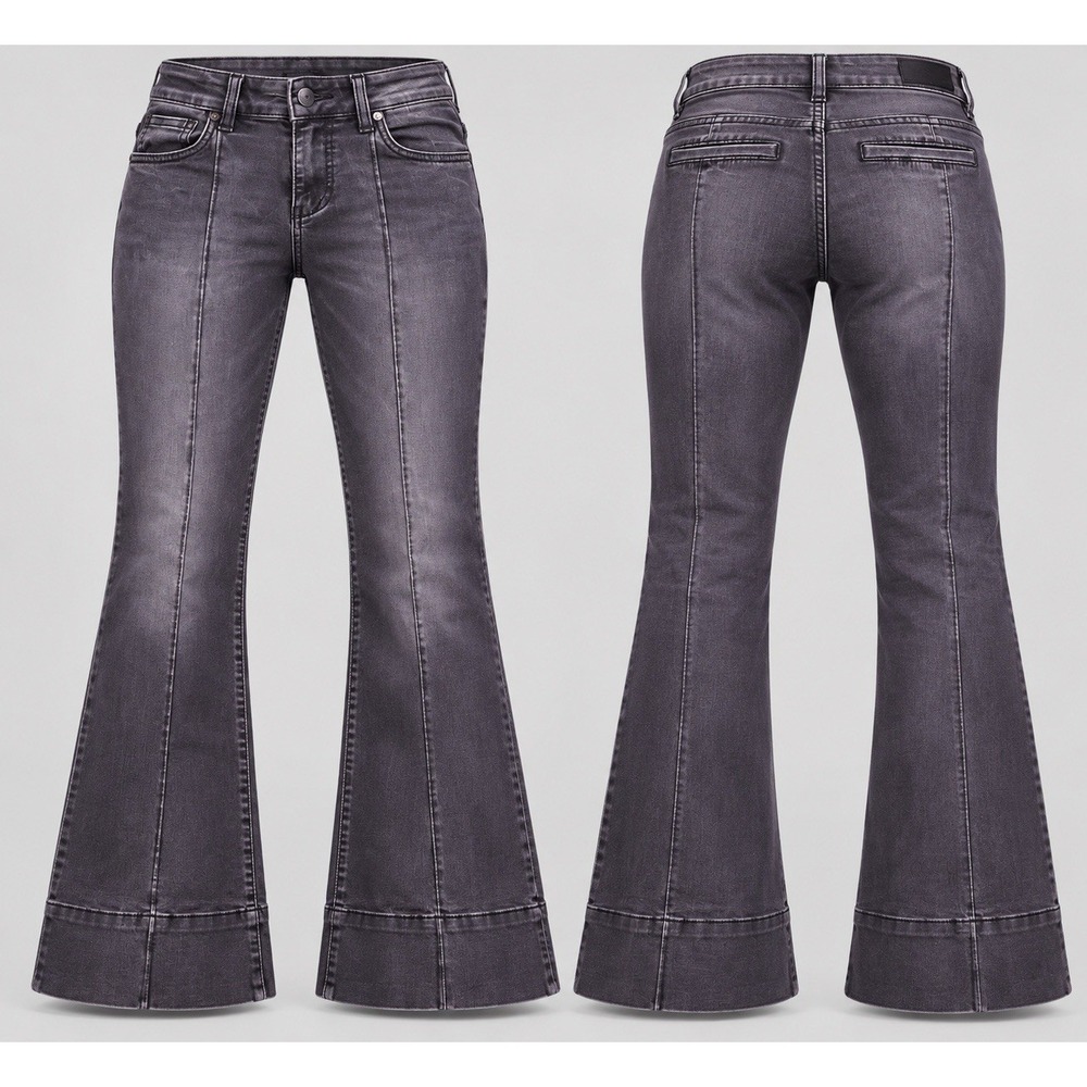 KUT from Kloth Ana High Rise Flare Jeans womens 2x30 Pintuck black